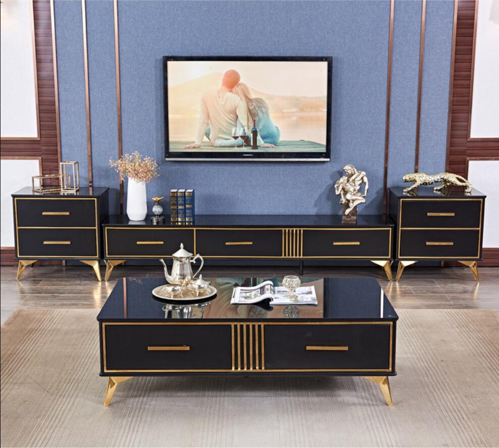 Italy Designed Black with golden sofa table/coffee table for living room CJ1810 - IdeaHome24 - Home Decor ideahome24.com