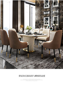 Gray with White Contrast Color Marble Table for Dining room CZ028 - IdeaHome24 - Home Decor ideahome24.com