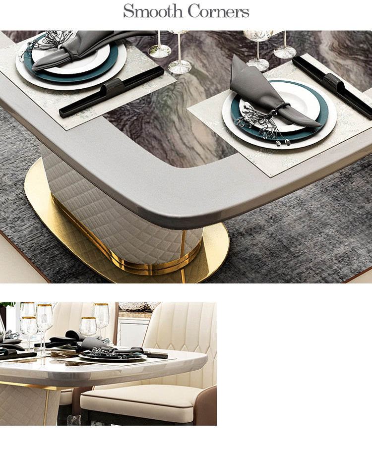 Gray with White Contrast Color Marble Table for Dining room CZ028 - IdeaHome24 - Home Decor ideahome24.com
