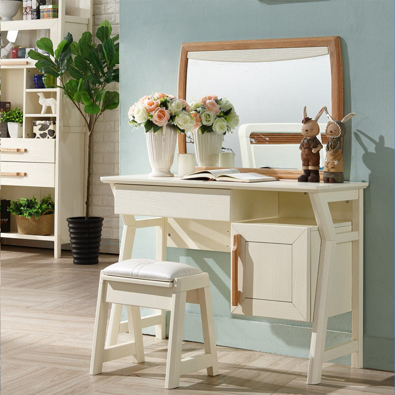 Full oak wooden dressing table with drawer and mirror - IdeaHome24 - Home Decor ideahome24.com